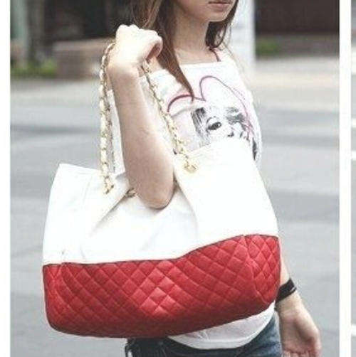Red matches white classic large capacity handbag. Stock in ZA
