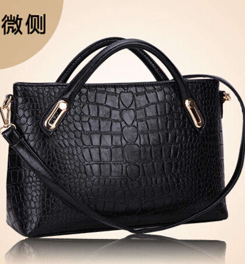 Crocodile pattern wild use ladies handbag with strape. Blue color. In my own stock