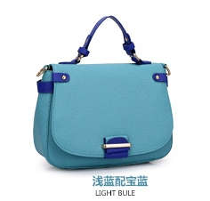 In fashion! Retro design colors matching wild use ladies handbag with strape. Blue color.