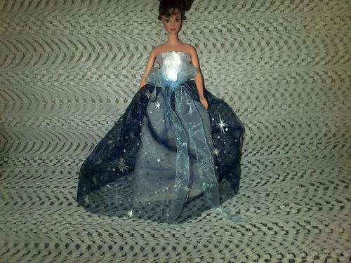 handmade barbie evening dress (doll not included) blue
