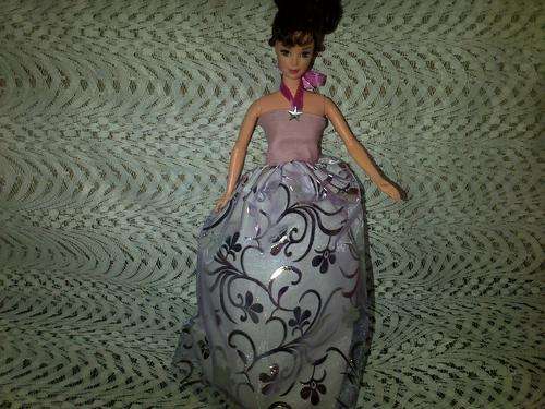 handmade barbie evening dress (doll not included) pink and purple