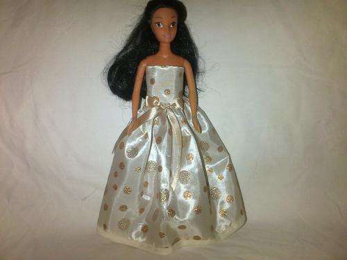 beige and gold  barbie ball gown(doll not included) hand made