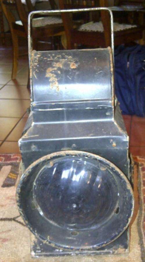 ANTIQUE RAILWAY LAMP, ONE GLASS MISSING!!!