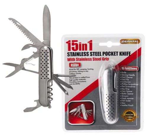 15 IN 1 STAINLESS STEEL POCKET KNIFE