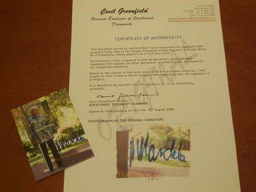 AUTOGRAPHED NELSON MANDELA 90TH BIRTHDAY STAMP WITH CERTIFICATE