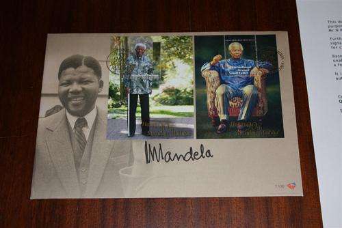 MANDELA AUTOGRAPHED 90TH BIRTHDAY FDC WITH COA