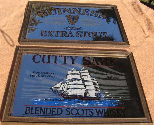 Guiness Extra Stout  and   Cutty Sark Whisky advertising bar mirrors. Price is for TWO MIRRORS.