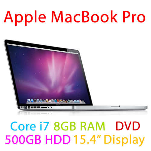 Apple MacBook Pro - Core i7 Processor, 15.4" Display, 8GB RAM, 500GB HDD, Wireless Bluetooth, Webcam