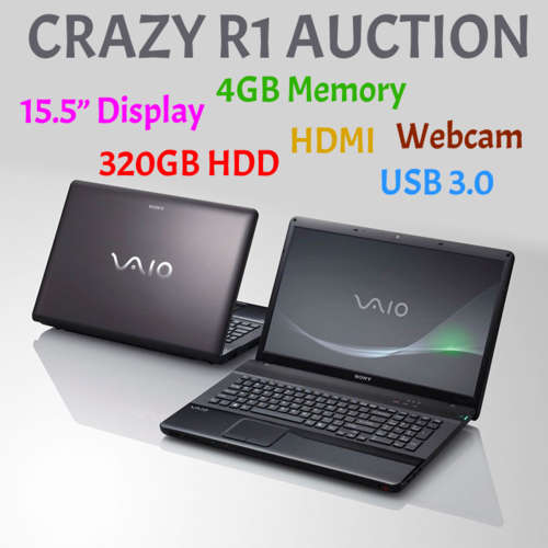 Sony VAIO - Dual Core 2.4Ghz, 4GB DDR3 RAM, 320GB HDD, Webcam, HDMI, DVD, USB 3.0, Windows 10