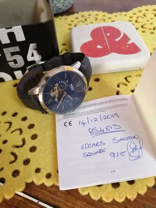 Fossil Townsman Men's Automatic Skeleton Watch-ME3110 with Original Blue Leather Strap