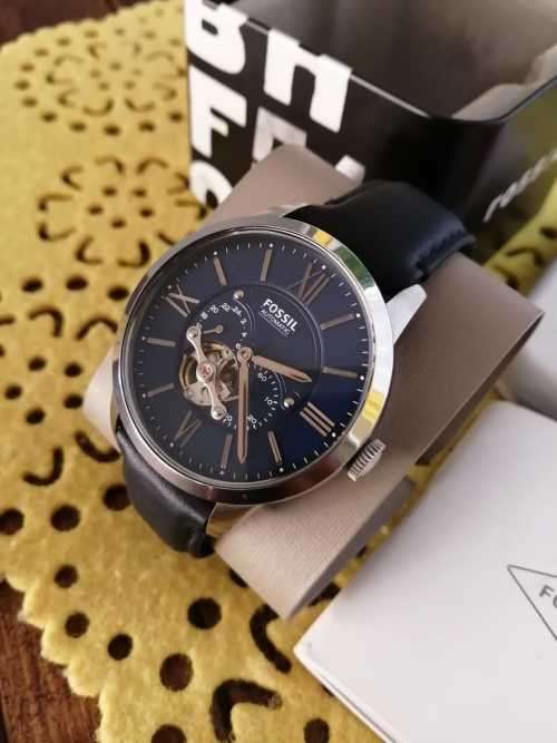 Fossil Townsman Men's Automatic Skeleton Watch-ME3110 with Original Blue Leather Strap