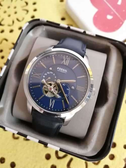 Fossil Townsman Men's Automatic Skeleton Watch-ME3110 with Original Blue Leather Strap