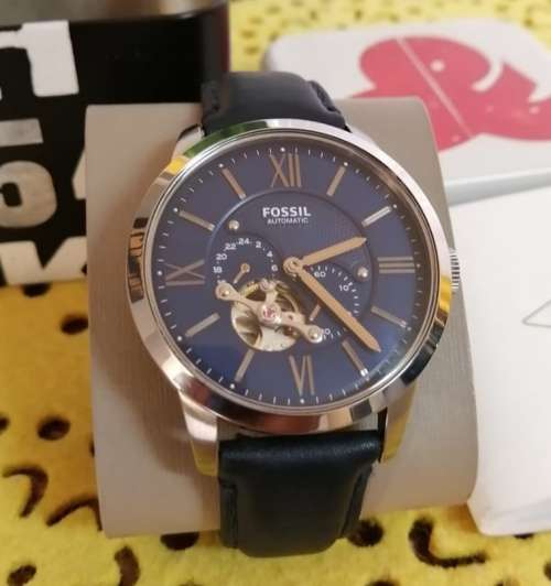Fossil Townsman Men's Automatic Skeleton Watch-ME3110 with Original Blue Leather Strap
