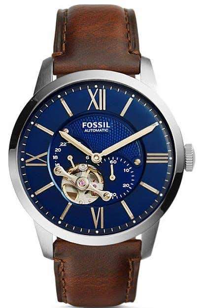 Fossil Townsman Men's Automatic Skeleton Watch-ME3110 with Original Blue Leather Strap