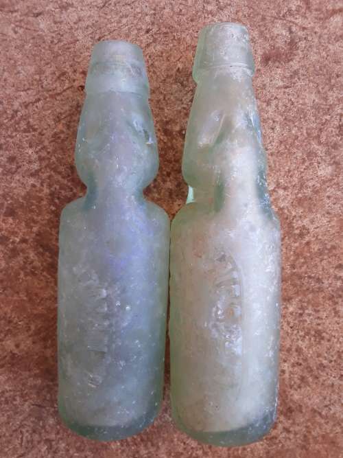 Two 10oz Codd bottles Borland and Weightman Braamfontein and Crystal Springs Johannesburg