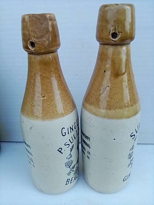 Two Ginger beer bottles P. Sullivan & Son Beaconsfield and  Sullivan's