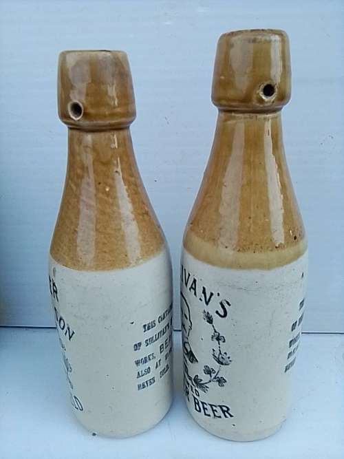 Two Ginger beer bottles P. Sullivan & Son Beaconsfield and  Sullivan's