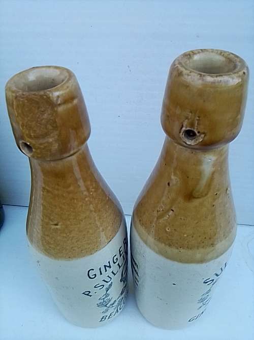 Two Ginger beer bottles P. Sullivan & Son Beaconsfield and  Sullivan's