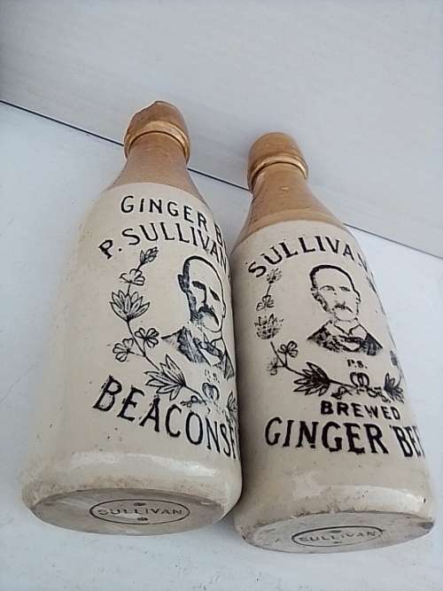 Two Ginger beer bottles P. Sullivan & Son Beaconsfield and  Sullivan's