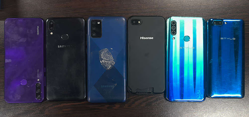 Collection of broken smartphones for spares