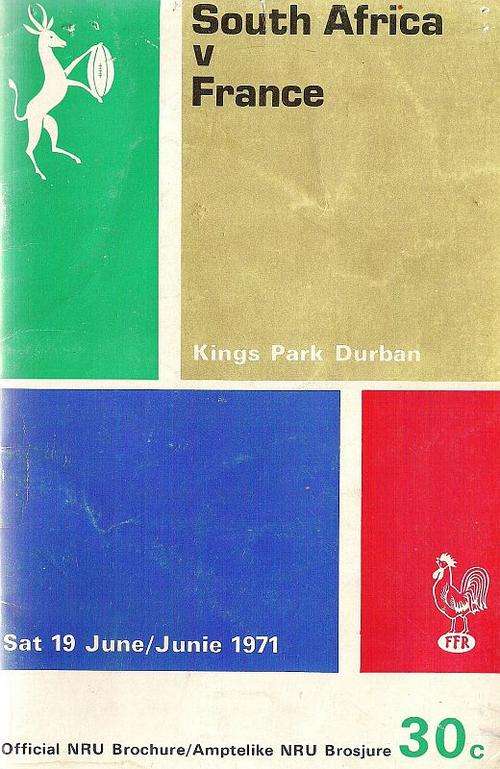 SOUTH AFRICA V FRANCE 1971 - RUGBY PROGRAMME