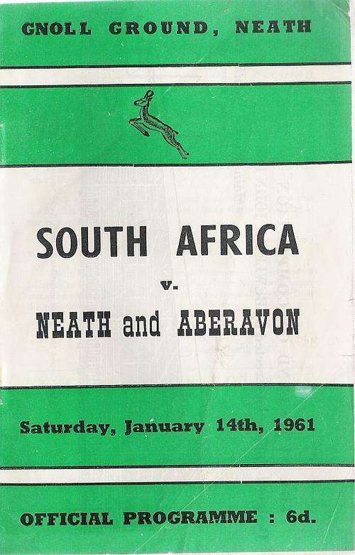 NEATH/ABERAVON V SOUTH AFRICA 1961 - RUGBY PROGRAMME