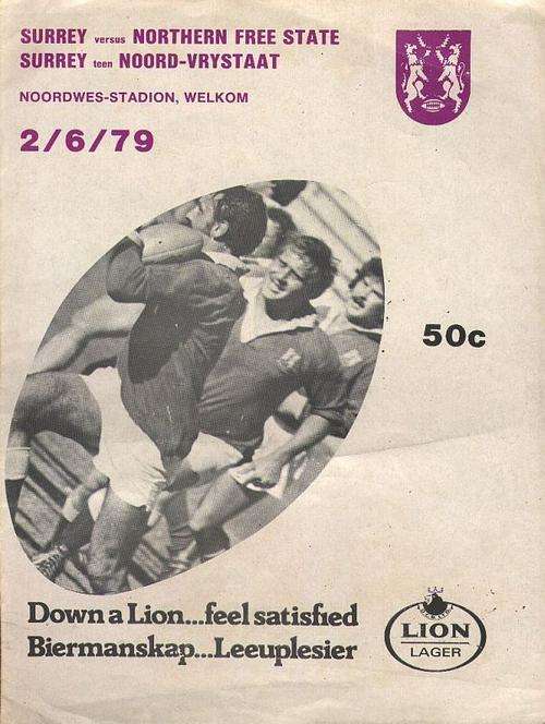 NORTHERN FREE STATE V SURREY 1979 - RUGBY POROGRAMME