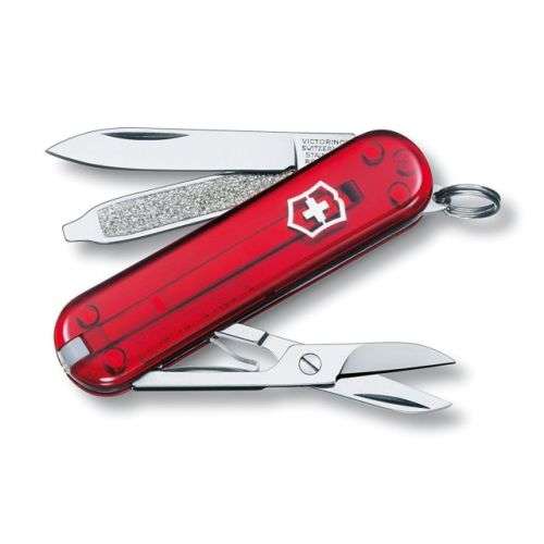 VICTORINOX SWISS ARMY KNIFE | CLASSIC 38MM | TRANSPARENT RED | MULTI-FUNCTION POCKET KNIFE