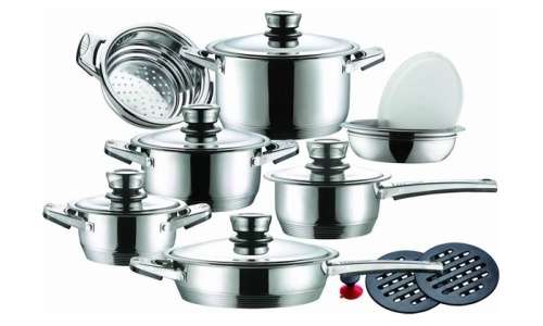 Leopard German Designed 16-Piece Stainless Steel Cookware Set