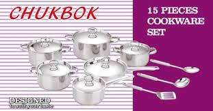 Chukbok 15-Piece Heavy Bottom Stainless Steel Cookware Set