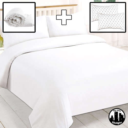 9 Piece Plain Microfiber Bedding Combo | Queen