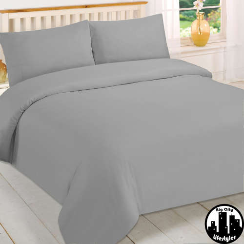 4 Piece Plain Cotton Duvet Cover Sets | Double & Queen