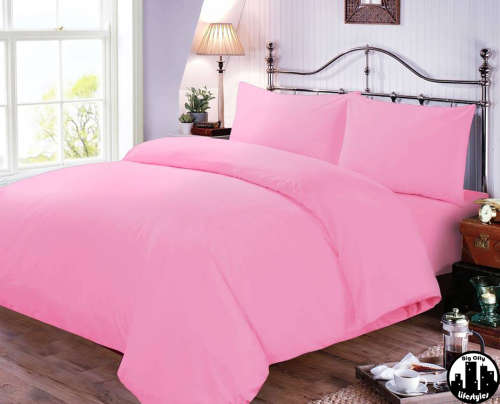 4 Piece Plain Cotton Duvet Cover Sets | Double & Queen
