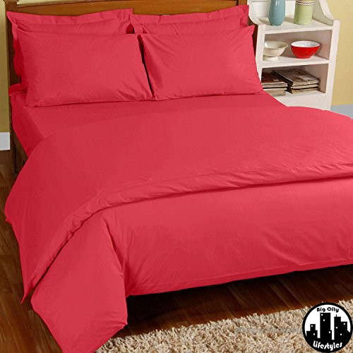 4 Piece Plain Cotton Duvet Cover Sets | Double & Queen
