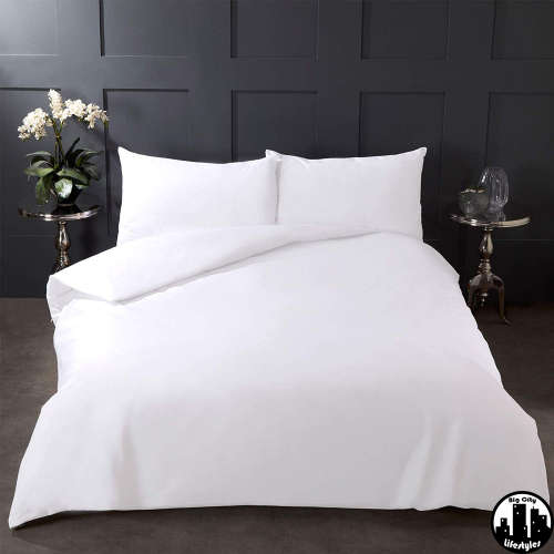 4 Piece Plain Cotton Duvet Cover Sets | Double & Queen