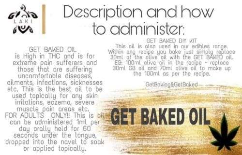 30 ml Get Baked (GB) CBD Oil - high in THC for Extreme pain