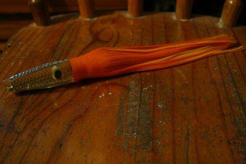 JT 33cm Trolling Lure Silver Head with Yellow and Orange skirts