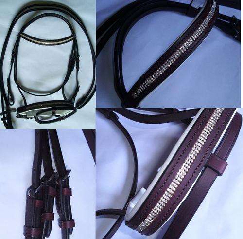 Stunning Italian Leather Crystal Flash Bridle