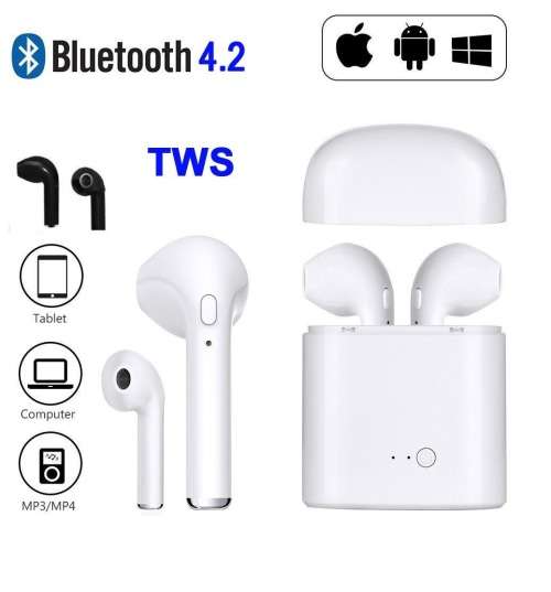 i7S TWS Bluetooth Wireless Earphones White
