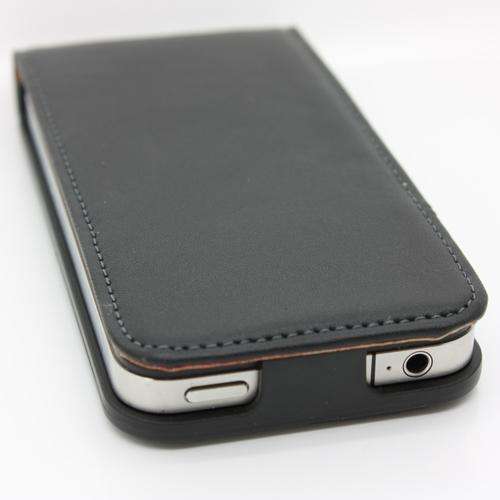 Genuine Leather Flip iPhone 4 4S Case with FREE Screen Protector