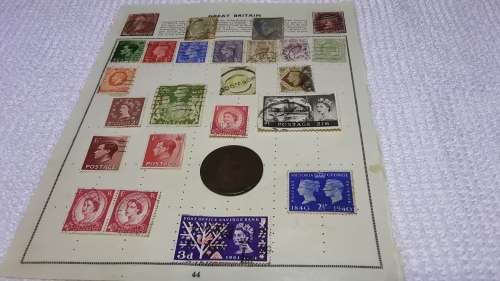 GB. Queen Victoria Stamps & Coin from 1840. Original Penny Reds. NB. Very few stamps.