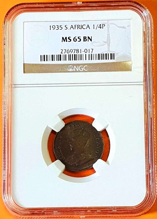 1935 - 1/4 PENNY*****MS65BN******LOW MINTAGE OF 60,766 WITH ONLY 10 COINS BETTER!!!!!!!