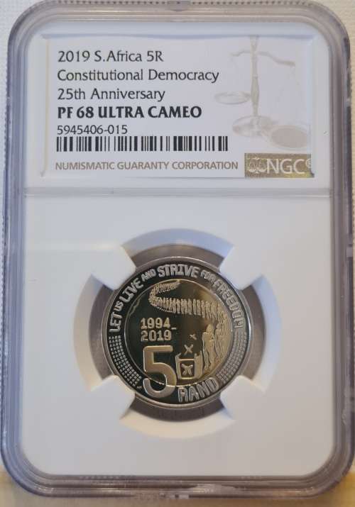 2nd Highest grade!!!!!!    2019 DEMOCRACY R5 - graded PF68  CAMEO at NGC