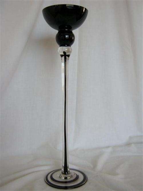 BLOWN GLASS STANDING CANDLE HOLDER.....45cm HIGH X 12cm ACROSS THE TOP RIM..