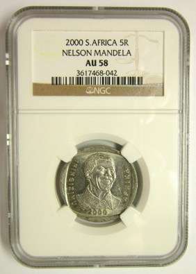 Nelson Mandela "Smiley" 2000 R5 AU 58 (NGC Graded - OLD Label)
