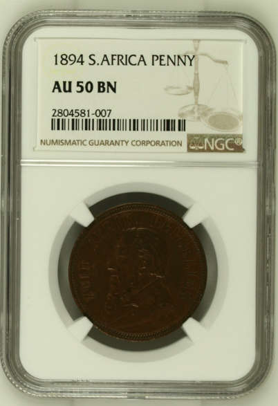 South Africa (ZAR) 1894 Penny AU50BN (NGC)