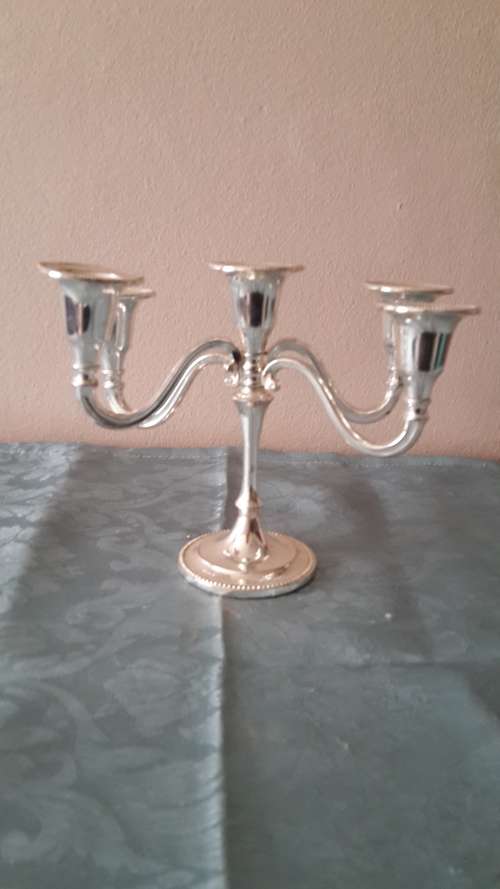 Silver Plated 5 Stem Candle Holder
