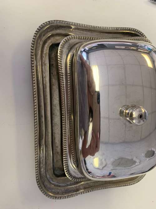 Silver butter dish