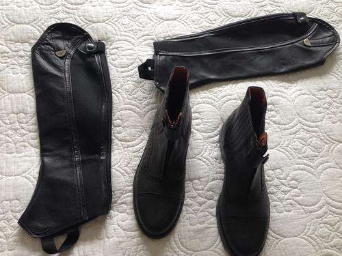 Chester riding boots and chaps (never worn)