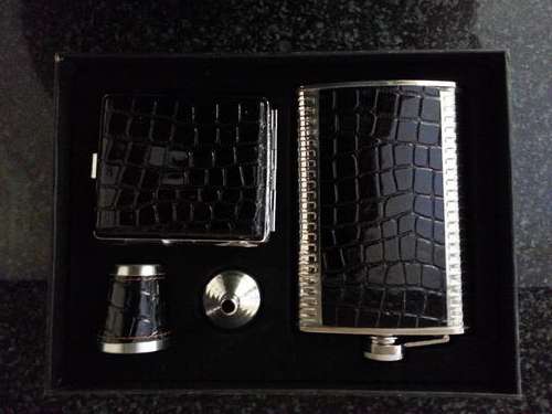 The Perfect Gift Includes Hip Flask, Cigarette Case and Cup